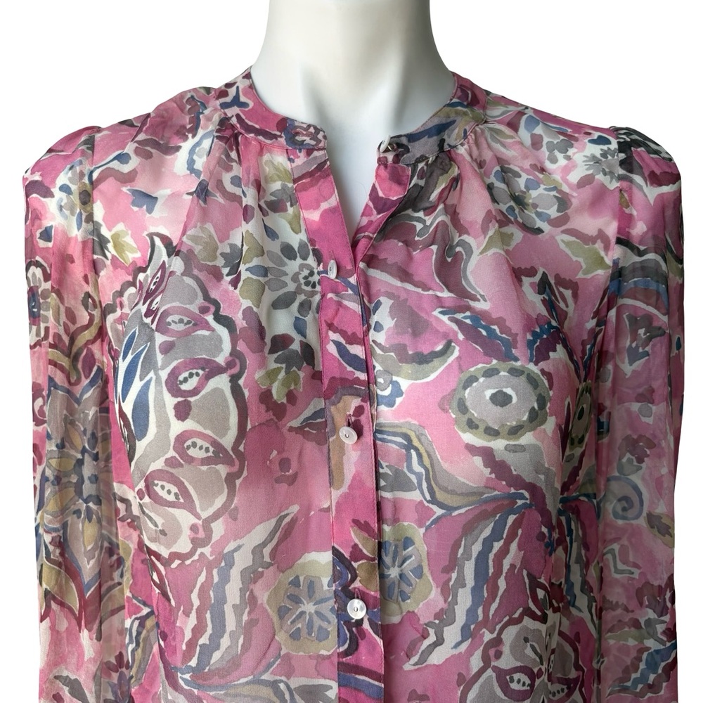 Veronica Beard Ashlynn Silk Top in Rose Multi, Sz 2 - Picture 8 of 16
